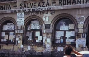 Wall of University in Bucarest in 1991